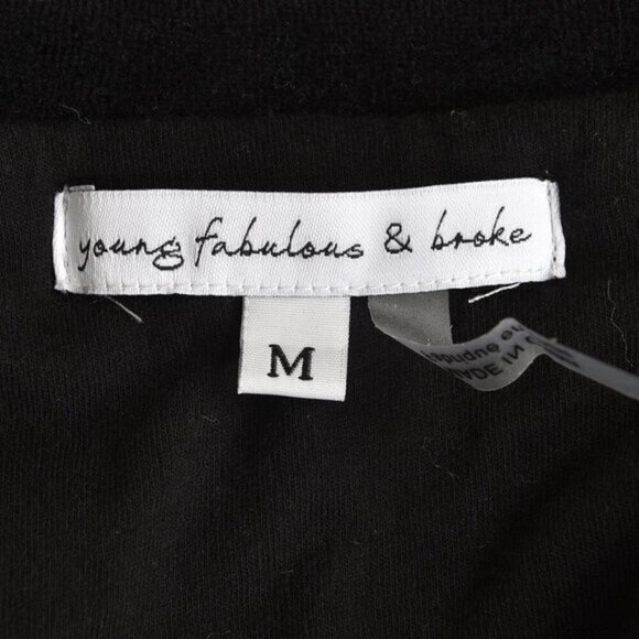 Young Fabulous & Broke Black Velour Furry Jacket Relaxed Fit Size Medium - Picture 7 of 11